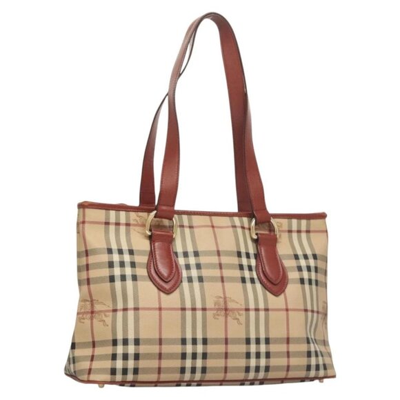BURBERRY Nova Check Tote Bag PVC Beige Gold - Picture 1 of 16